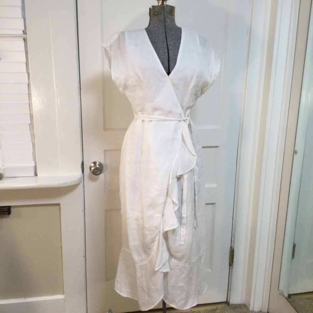 Joie White Linen Wrap Dress XS
